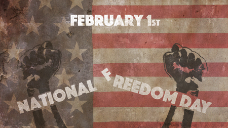National Freedom Day. US Flag and Fistsの写真素材