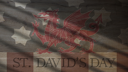 Saint David Day. US Flag and Welsh Dragonの写真素材