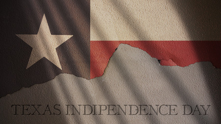 Texas Independence Day. Flag and Cracked Wallの写真素材