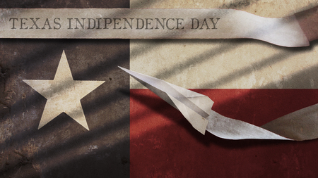 Texas Independence Day. Flag and Paper Airplaneの写真素材