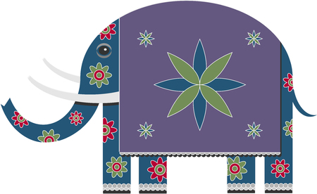 Illustration of Elephant Painted with Flowersのイラスト素材