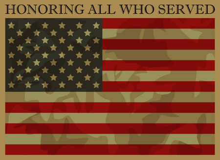 Honoring All Who Served. Mimetic Usa Flagの写真素材