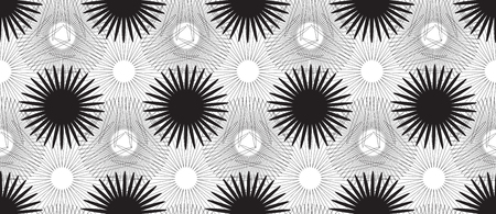 Seamless Pattern with Black Stylized Flowers on White Background Vectorのイラスト素材