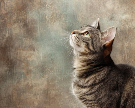 Gray Tabby Posing: A beautifully posed gray tabby cat, capturing the essence of its calm and composed personalityの素材