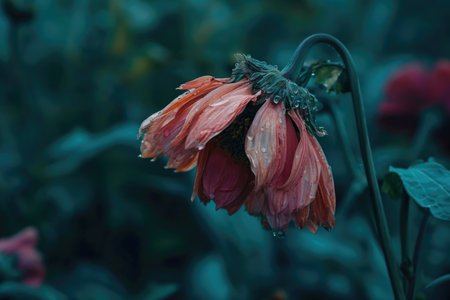 A wilting flower, a metaphor for the gradual decline of optimism and joy in the face of persistent unfairnessの素材