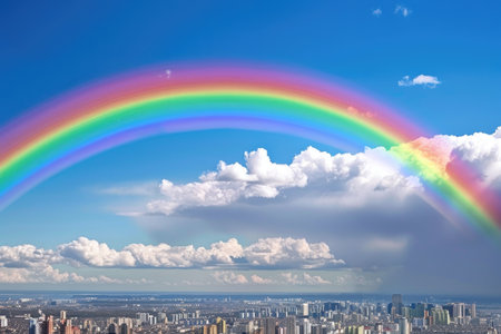 rainbow over city: horizon hopeの素材