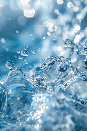 A splash of water with many droplets in the airの素材