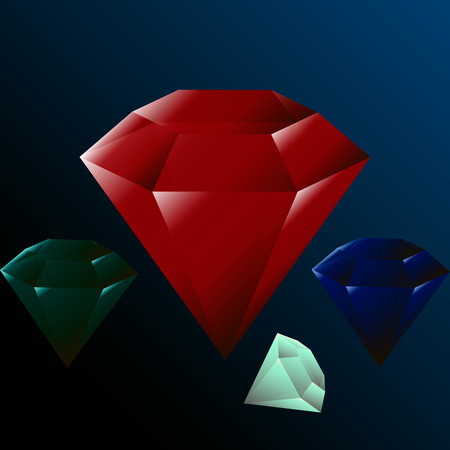 a set of precious stones, diamond, ruby, izubrudのイラスト素材