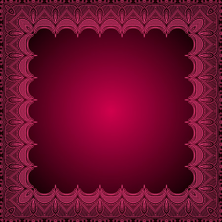Pink background with lace edges in the form of a thin delicate oriental pattern.のイラスト素材