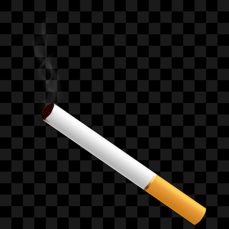 A realistic cigarette with smoke on a transparent background.のイラスト素材
