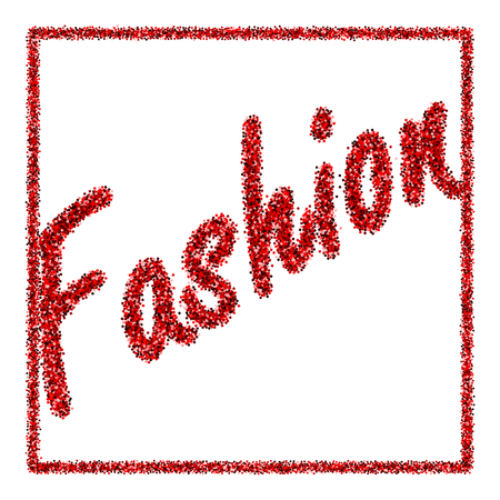 Vector illustration with a tube of red lipstick and the inscription Fashion of sequinsのイラスト素材