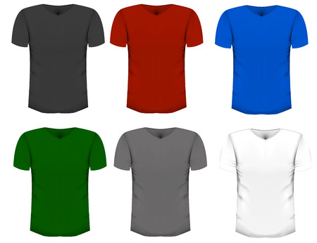 Set of realistic t-shirts on a white background. Isolated vector illustration.のイラスト素材
