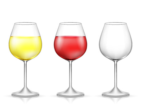Realistic glass of wine. Vector illustration on white background.のイラスト素材