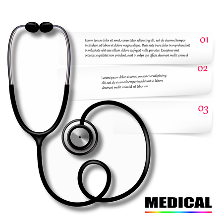 Medical infographics. A realistic stethoscope with medicine.のイラスト素材