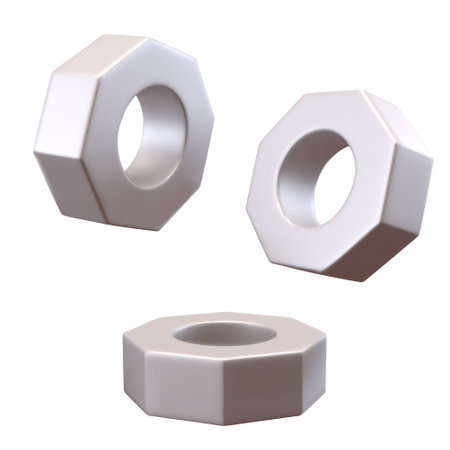 Realistic Hex nuts screw 3d. vector illustrationのイラスト素材