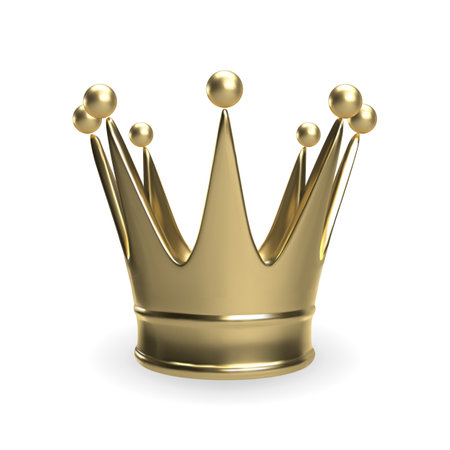 3d realistic vector golden crown. Isolated on white background icon illustration.のイラスト素材