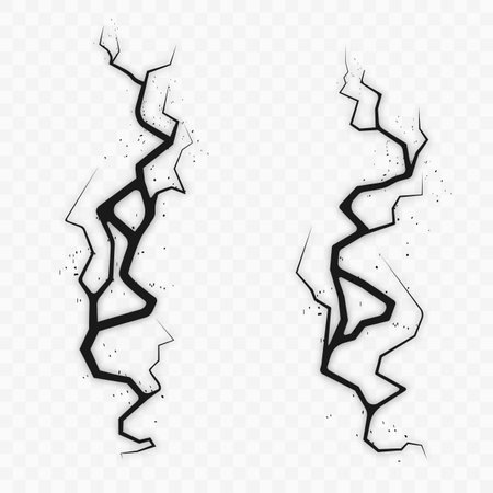 crack vector set. Grunge urban graphic elements of rough surface.のイラスト素材