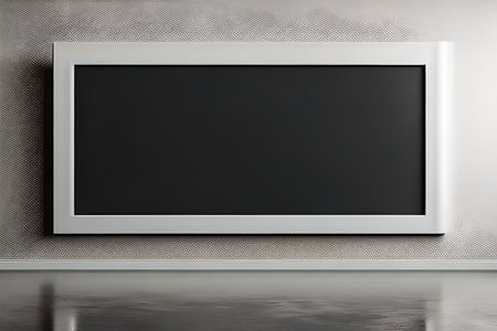 TV with blank screen on wall. Mock up, 3D Renderingの素材