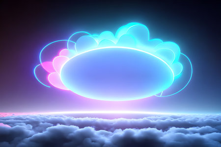 Glowing neon cloud background with empty space. Vector illustration. Eps 10