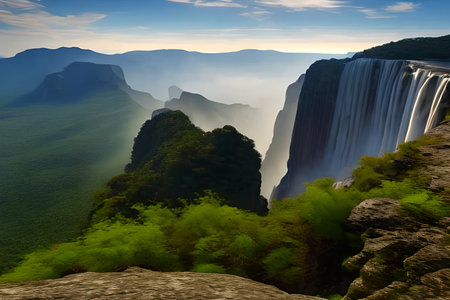 Victoria Falls National Park, Zambia, Africa. The largest waterfall in the world.の写真素材