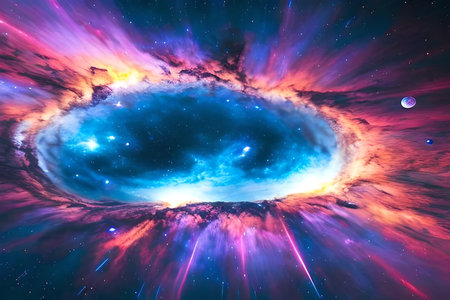 Stars of a planet and galaxy in a free space Elements of this image furnished by NASAの素材
