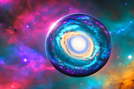 Planets and galaxy, science fiction wallpaper. Beauty of deep space. Billions of galaxies in the universe Cosmic art backgroundの素材