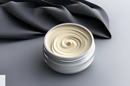 cosmetic cream in a jar on a black background. 3d renderingの写真素材