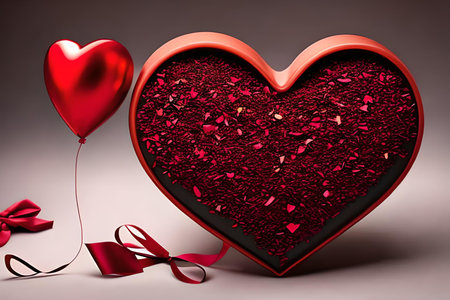 Valentine's day background with red heart-shaped gift box