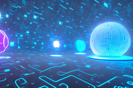 Abstract background with 3d sphere and circuit board. Technology concept.の写真素材