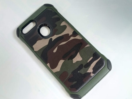 Camouflage smart phone case isolated on white background. Camouflage military case.
