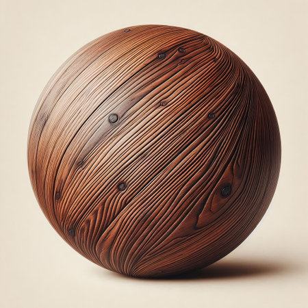 Wooden ball on beige background. 3d render illustration.の写真素材