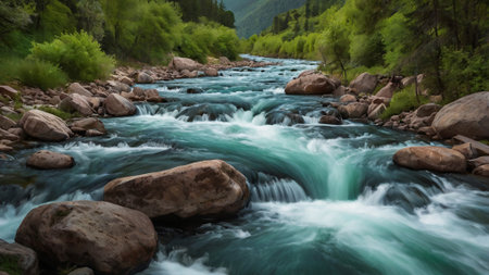Mountain river in the highlands of the Altai Republic.の写真素材
