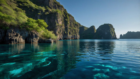 amazing tropical landscape at Maya bay, Phi Phi island, Thailandの写真素材