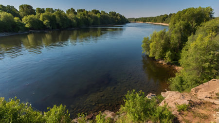Panoramic view on the river Dniester in Ukraine