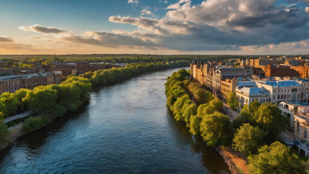 Panoramic view of Vilnius at sunset, Lithuania.