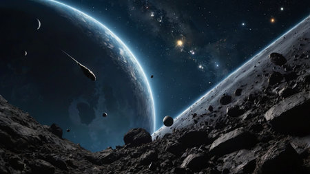 View of the planet Earth from space during a sunrise 3D rendering