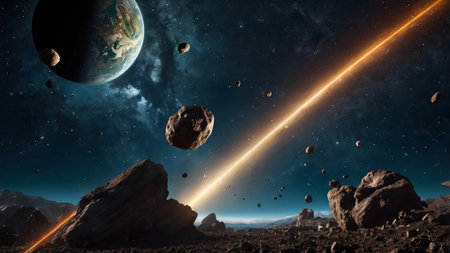 Astronaut in space. Science fiction wallpaper. 3D rendering