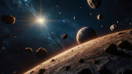 Planets, stars and galaxies in outer space showing the beauty of space exploration.