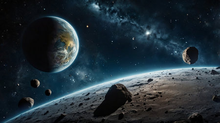 Planets, stars and galaxies in outer space showing the beauty of space exploration.