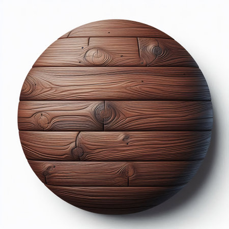 Wooden circle isolated on white background. 3d render illustration.の写真素材