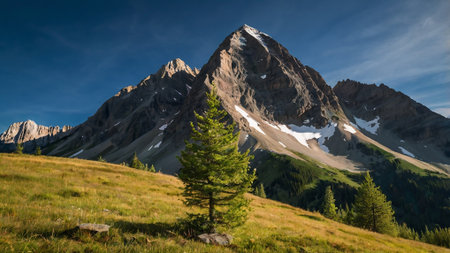 Mountain landscape with coniferous forest on the foreground, Switzerland