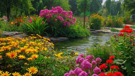 Beautiful flowers in the garden. Nature background. Spring flowers.の写真素材