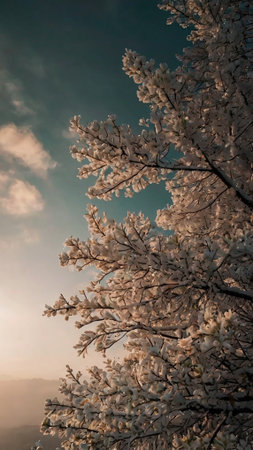 Morning in the forest. Sunlight through the trees. Morning in the forestの写真素材