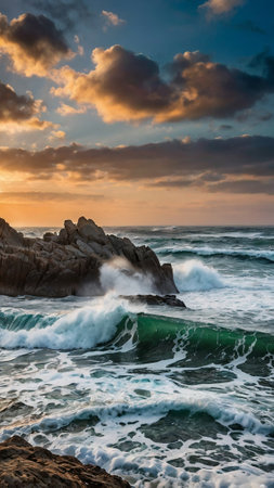 Sunset on the rocky coast of Cabo San Lucas, Mexicoの写真素材