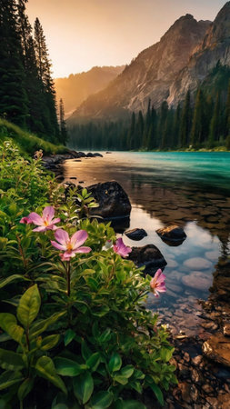 Mountain lake in Yoho National Park, British Columbia, Canada