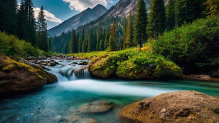 Mountain river in the Altai mountains, Siberia, Russia.