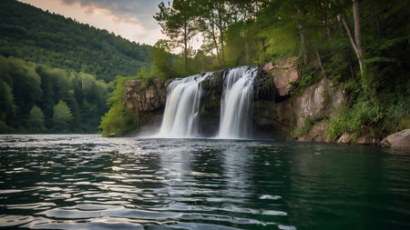 Waterfall in Plitvice Lakes National Park (Croatia)