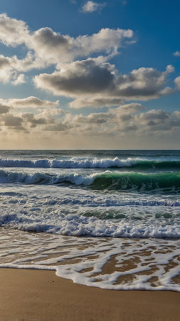 beach and sea on a cloudy day, beautiful photo digital pictureの写真素材