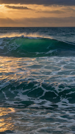 Sunset on the Atlantic Ocean, Oahu, Hawaii, USAの写真素材