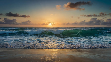Beautiful sunset on the beach in Sri Lanka. Panorama.